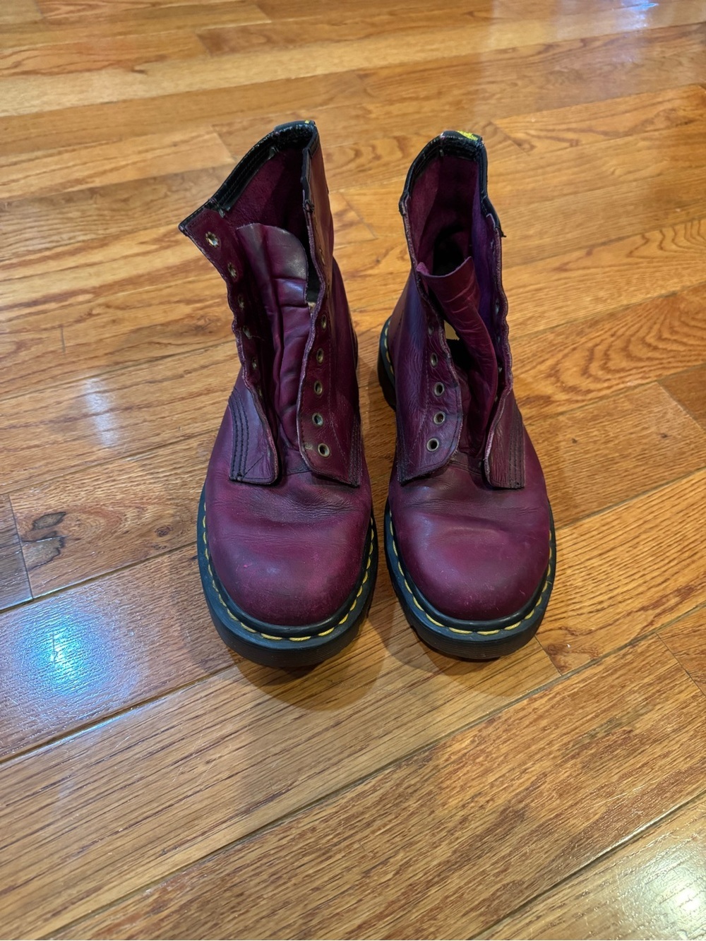 Vintage Made In England Dr Martens 1460 Oxblood Burgundy Combat Boots uk 5